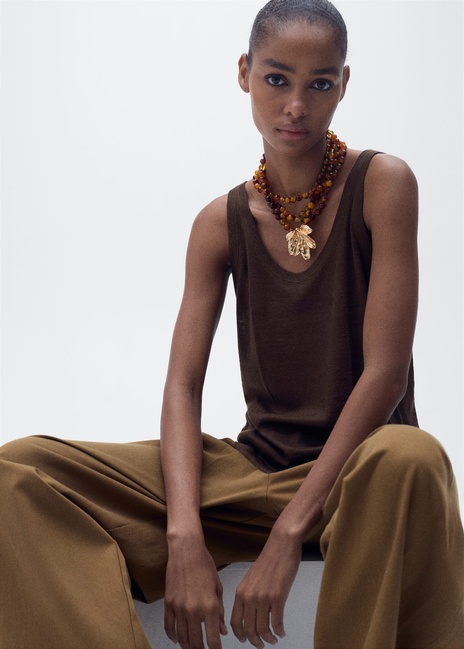 Фото ракурс 3 - Жіночий коричневий топ Mango артикул 87067165 30 8 season