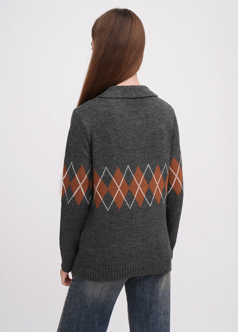 Фото ракурс 2 - Жіночий сірий светр EQUILIBRI артикул W342 072 000 Dark grey FW2025