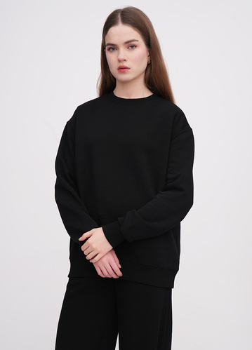 Фото ракурс 1 - Жіночий чорний світшот EQUILIBRI артикул W291 052 100 Black FW2025