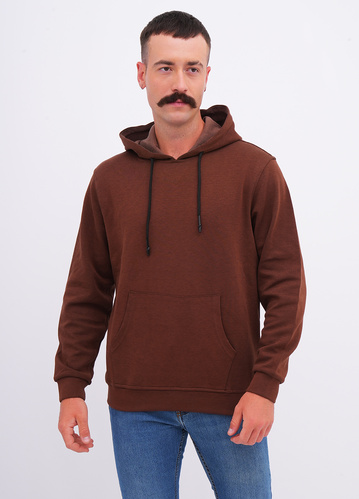 Фото ракурс 1 - Чоловіче коричневe худі EQUILIBRI артикул M232 001 000 Brown FW2025