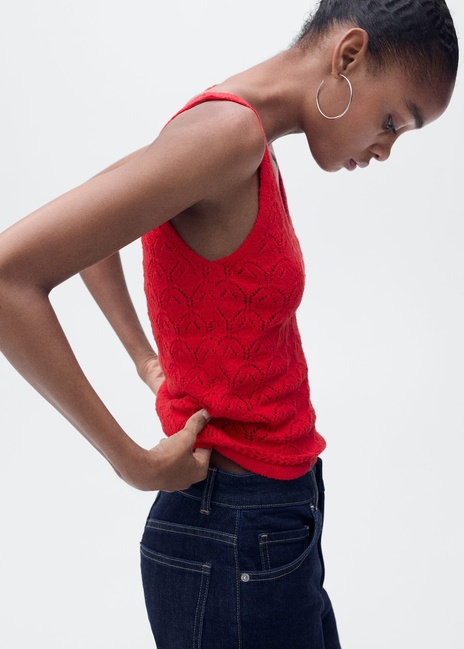 Жіночий червоний топ Mango артикул 87057182 70 8 season Фото ракурс 4 - Жіночий червоний топ Mango артикул 87057182 70 8 season