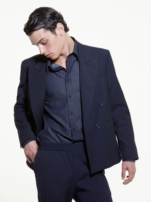 Фото ракурс 6 - Мужской синий пиджак Sisley артикул 2TBJSW028 903 25P