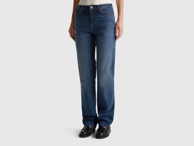 Жіночі сині джинси Benetton артикул 4IMHDE00J 901 25A Фото ракурс 1 - Жіночі сині джинси Benetton артикул 4IMHDE00J 901 25A