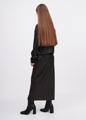 Фото ракурс 2 - Женская коричневая юбка EQUILIBRI артикул W491 074 300 Brown FW2025