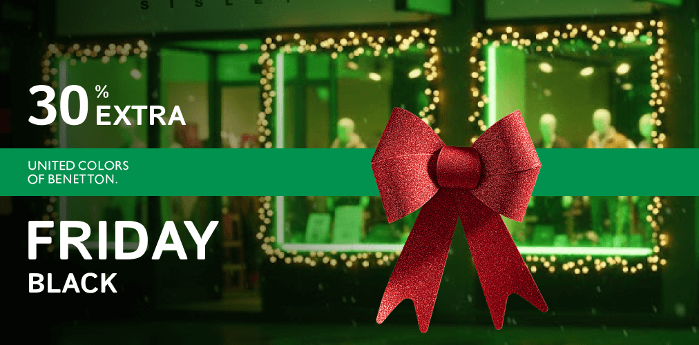 Баннер акции 2x1 - "Black Friday" дополнительная скидка -30% от Benetton та Sisley