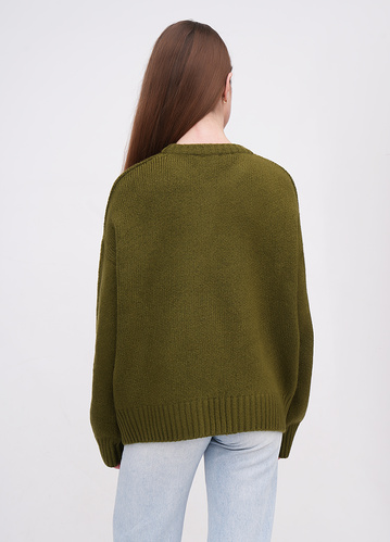 Фото ракурс 2 - Женский зеленый свитер EQUILIBRI артикул W342 054 002 LIME FW2025