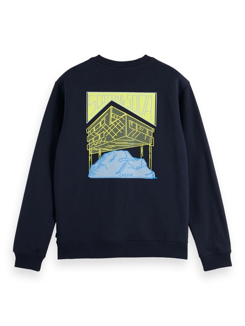 Мужской голубой свитшот SCOTCH & SODA артикул 181522 410 FW2025 Фото ракурс 6 - Мужской голубой свитшот SCOTCH & SODA артикул 181522 410 FW2025