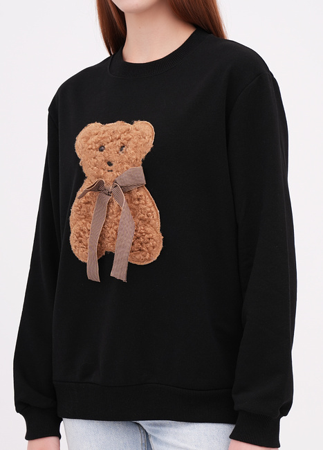 Женский черный свитшот EQUILIBRI артикул W231 041 000 Black FW2025 Фото ракурс 3 - Женский черный свитшот EQUILIBRI артикул W231 041 000 Black FW2025