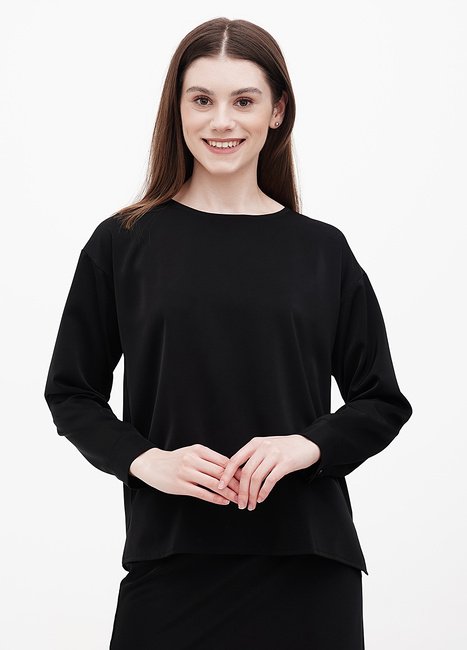 Фото ракурс 1 - Женская чёрная блузка EQUILIBRI артикул TSV Lili Blouse Black FW2024