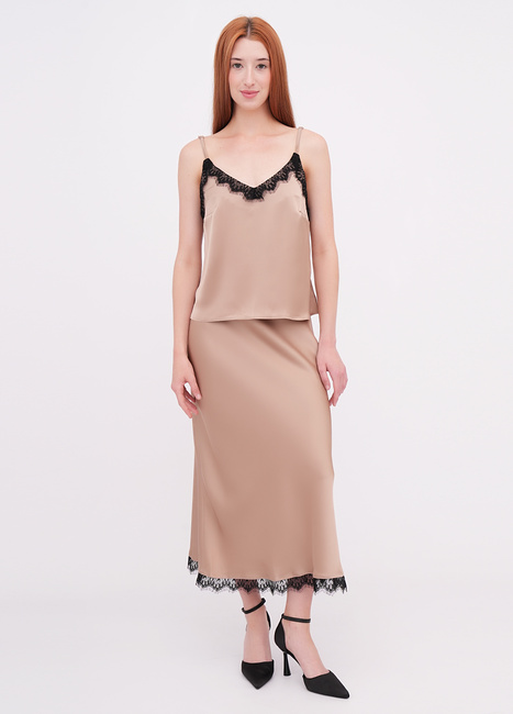 Женская коричневая юбка EQUILIBRI артикул BW491012 200 Mocco SS2026 Фото ракурс 1 - Женская коричневая юбка EQUILIBRI артикул BW491012 200 Mocco SS2026