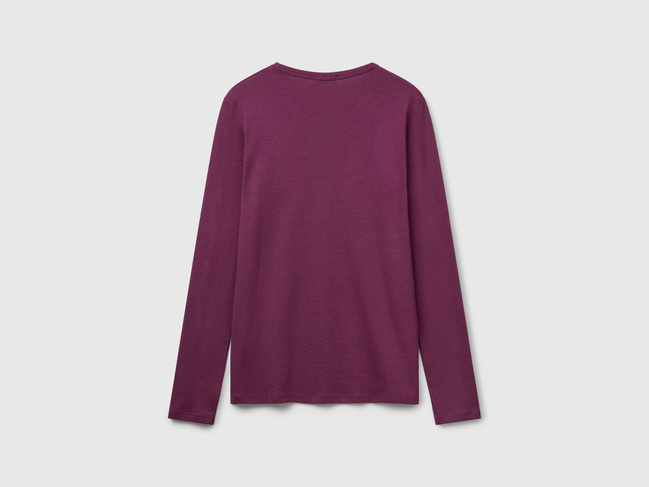 Фото ракурс 3 - Жіночий бордовий лонгслів Benetton артикул 3GA2E16F9 1D3 25A