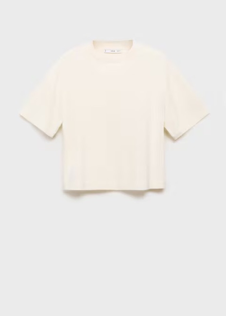 Женская молочная футболка Mango артикул 17014099 05 1 season Фото ракурс 3 - Женская молочная футболка Mango артикул 17014099 05 1 season