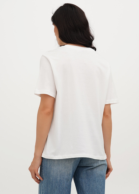 Фото ракурс 2 - Жіноча біла футболка EQUILIBRI артикул W213 089 000 White SS2025