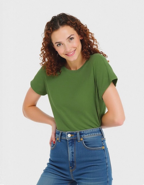 Фото ракурс 1 - Жіноча зелена футболка Piazza Italia артикул 62225 Green FW2025