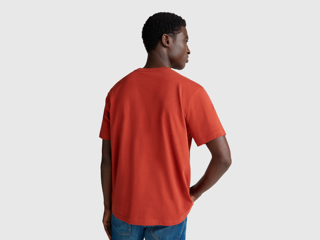 Фото ракурс 2 - Чоловіча червона футболка Benetton артикул 3MI5J1AF7 61J 25A
