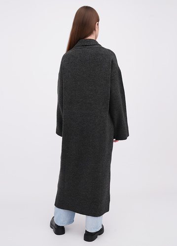 Фото ракурс 2 - Жіночий сірий кардиган EQUILIBRI артикул BW343001 000 Dark grey FW2025