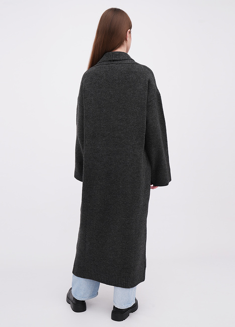 Женский серый кардиган EQUILIBRI артикул BW343001 000 Dark grey FW2025 Фото ракурс 2 - Женский серый кардиган EQUILIBRI артикул BW343001 000 Dark grey FW2025