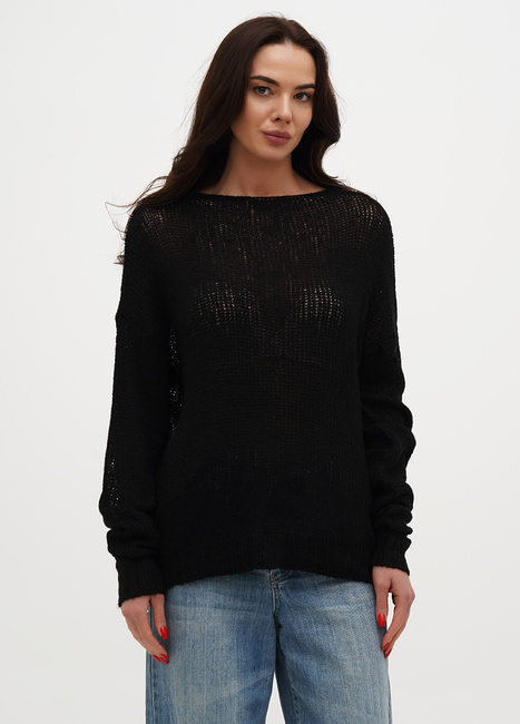 Жіночий чорний джемпер EQUILIBRI артикул W345 016 001 Black SS2025 Фото ракурс 1 - Жіночий чорний джемпер EQUILIBRI артикул W345 016 001 Black SS2025