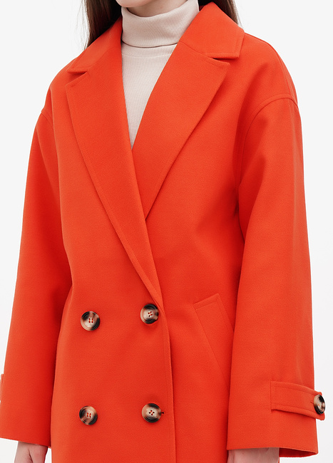 Фото ракурс 3 - Жіноче помаранчевe пальто EQUILIBRI  артикул NV Coat Alora Orange FW2024