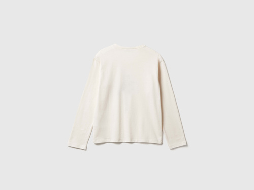 Фото ракурс 2 - Бежевий лонгслів Benetton для дівчаток артикул 3JERC10QM.G 0R2 25A