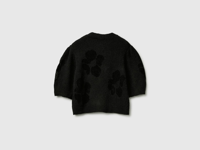 Фото ракурс 3 - Женская черная футболка Benetton артикул 18L4E10EV 100 25I