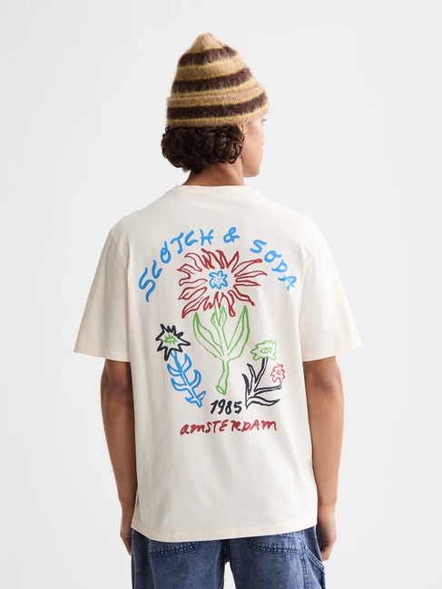 Фото ракурс 2 - Чоловіча біла футболка SCOTCH & SODA артикул 182381 100 FW2025