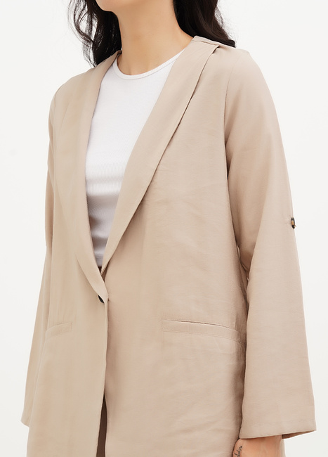 Жіночий бежевий пiджак EQUILIBRI артикул BW491007 100 Beige SS2025 Фото ракурс 4 - Жіночий бежевий пiджак EQUILIBRI артикул BW491007 100 Beige SS2025