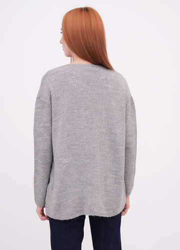 Фото ракурс 2 - Жіночий сірий кардиган EQUILIBRI артикул W343 010 000 Grey FW2025