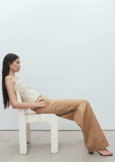 Жіночі бежеві брюки Mango артикул 17012031 09 1 season Фото ракурс 5 - Жіночі бежеві брюки Mango артикул 17012031 09 1 season