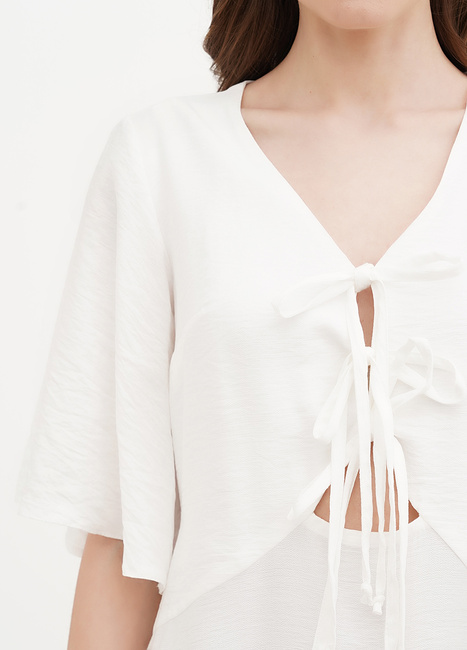 Фото ракурс 4 - Женское белое платье EQUILIBRI артикул W452 085 000 White SS2025