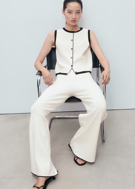 Фото ракурс 4 - Женские молочные брюки Mango артикул 17094775 05 1 season