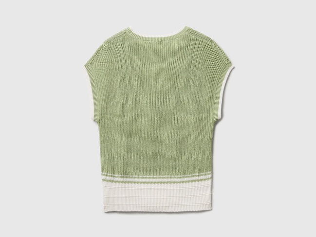 Женский зеленый жилет Benetton артикул 1494E10EH 22U 25A Фото ракурс 3 - Женский зеленый жилет Benetton артикул 1494E10EH 22U 25A