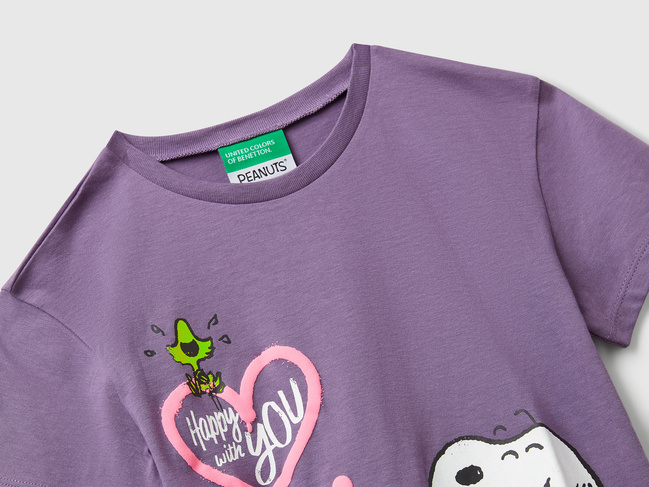 Фіолетова футболка для дівчаток Benetton артикул 3X1SG10JV.P 1V4 25A Фото ракурс 3 - Фіолетова футболка для дівчаток Benetton артикул 3X1SG10JV.P 1V4 25A