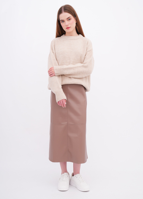 Фото ракурс 3 - Жіноча коричнева спiдниця EQUILIBRI артикул W462 041 000 Mocco FW2025