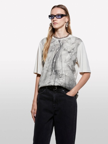 Фото ракурс 1 - Жіноча сіра футболка Sisley артикул 3I1XL107Y 23Q 25A