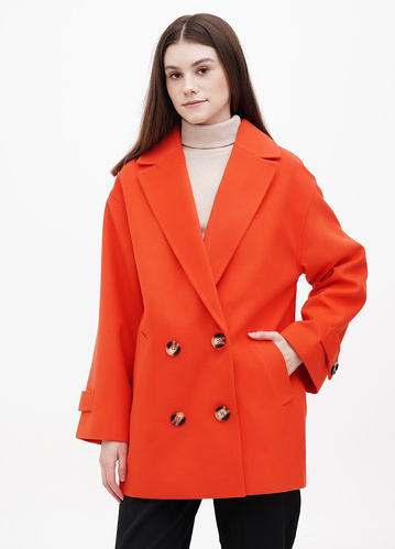 Фото ракурс 1 - Женское оранжевое пальто EQUILIBRI артикул NV Coat Alora Orange FW2024