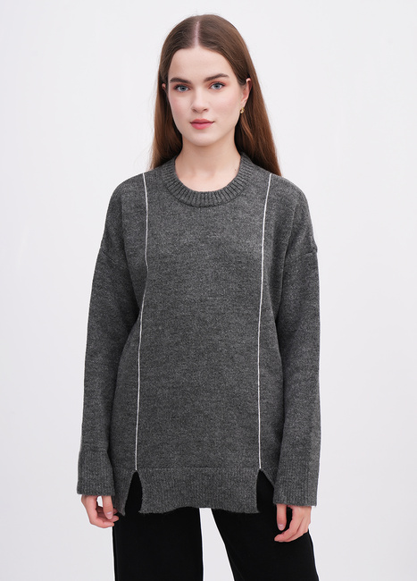 Фото ракурс 1 - Жіночий сірий светр EQUILIBRI артикул W342 070 000 Grey FW2025