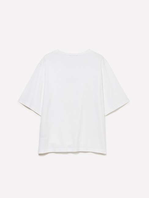 Жіноча біла футболка Sisley артикул 3I1XL107Y 101 25A Фото ракурс 6 - Жіноча біла футболка Sisley артикул 3I1XL107Y 101 25A