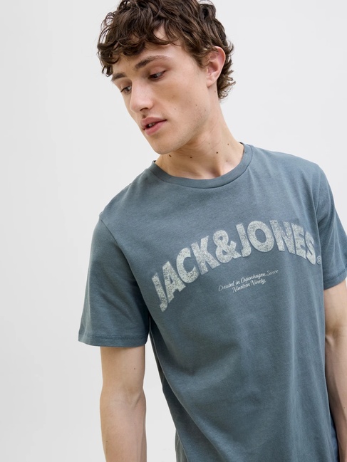 Фото ракурс 7 - Чоловіча блакитна футболка Jack & Jones артикул 12276962 Stormy Weather SS2025
