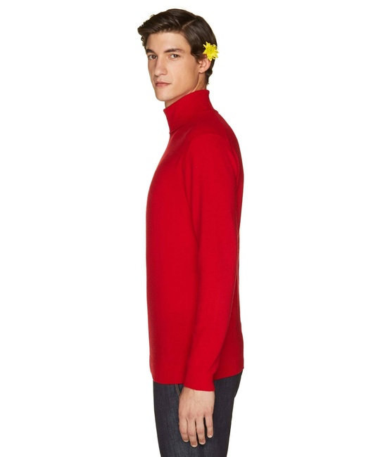 Мужская красная водолазка Benetton артикул 1002U2180 015 25A Фото ракурс 3 - Мужская красная водолазка Benetton артикул 1002U2180 015 25A