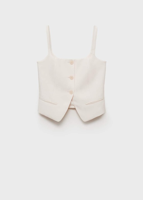 Фото ракурс 3 - Женский молочный жилет Mango артикул 87035736 05 8 season