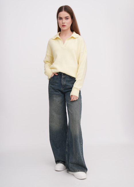 Женские синие джинсы EQUILIBRI артикул W568 023 000 NAVY BLUE FW2025 Фото ракурс 3 - Женские синие джинсы EQUILIBRI артикул W568 023 000 NAVY BLUE FW2025