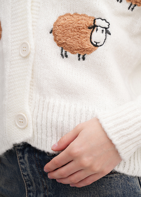 Жіночий білий кардиган EQUILIBRI артикул W343 013 000 White FW2025 Фото ракурс 4 - Жіночий білий кардиган EQUILIBRI артикул W343 013 000 White FW2025