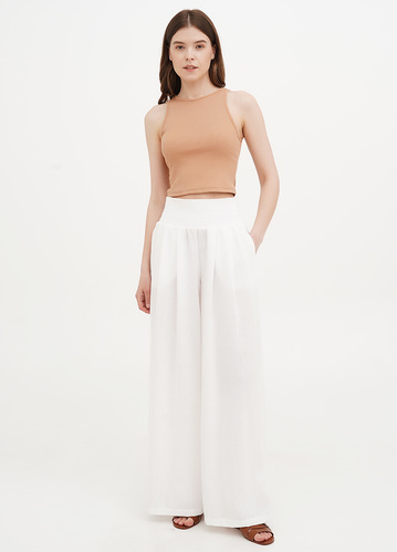 Фото ракурс 1 - Жіночі білі брюки EQUILIBRI артикул W466 010 000 White SS2025