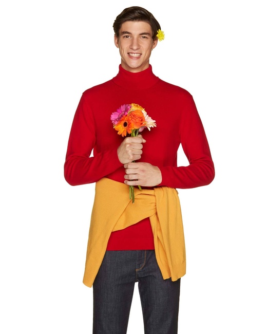 Мужская красная водолазка Benetton артикул 1002U2180 015 25A Фото ракурс 5 - Мужская красная водолазка Benetton артикул 1002U2180 015 25A