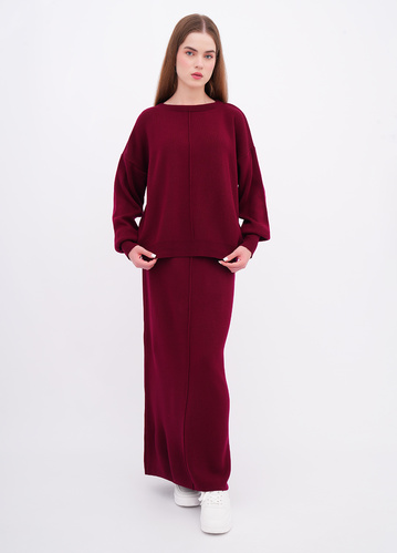 Фото ракурс 1 - Женская бордовая юбка EQUILIBRI артикул W391 038 200 bordo FW2025