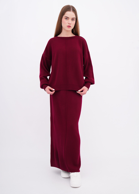 Фото ракурс 1 - Жіноча бордова спiдниця EQUILIBRI артикул W391 038 200 bordo FW2025