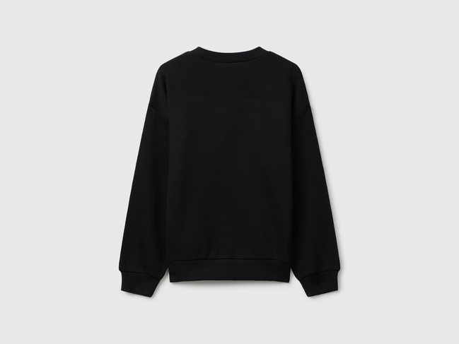 Фото ракурс 2 - Чорний світшот для дівчаток Benetton артикул 3J68C10Q0.G 100 25A