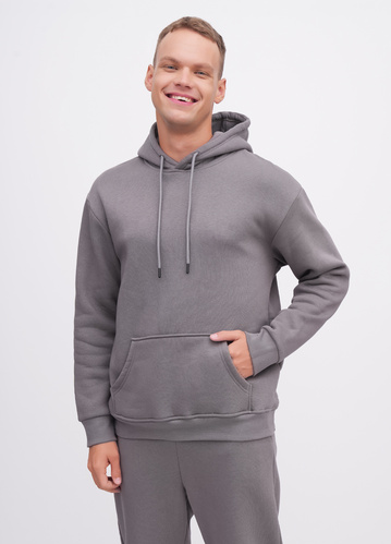 Фото ракурс 1 - Чоловіче сірe худі EQUILIBRI артикул M291 002 100 Grey FW2025