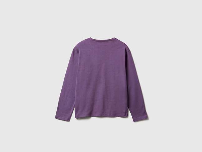 Фиолетовый лонгслив для девочек Benetton артикул 3JERC10QM.G 1V4 25A Фото ракурс 2 - Фиолетовый лонгслив для девочек Benetton артикул 3JERC10QM.G 1V4 25A